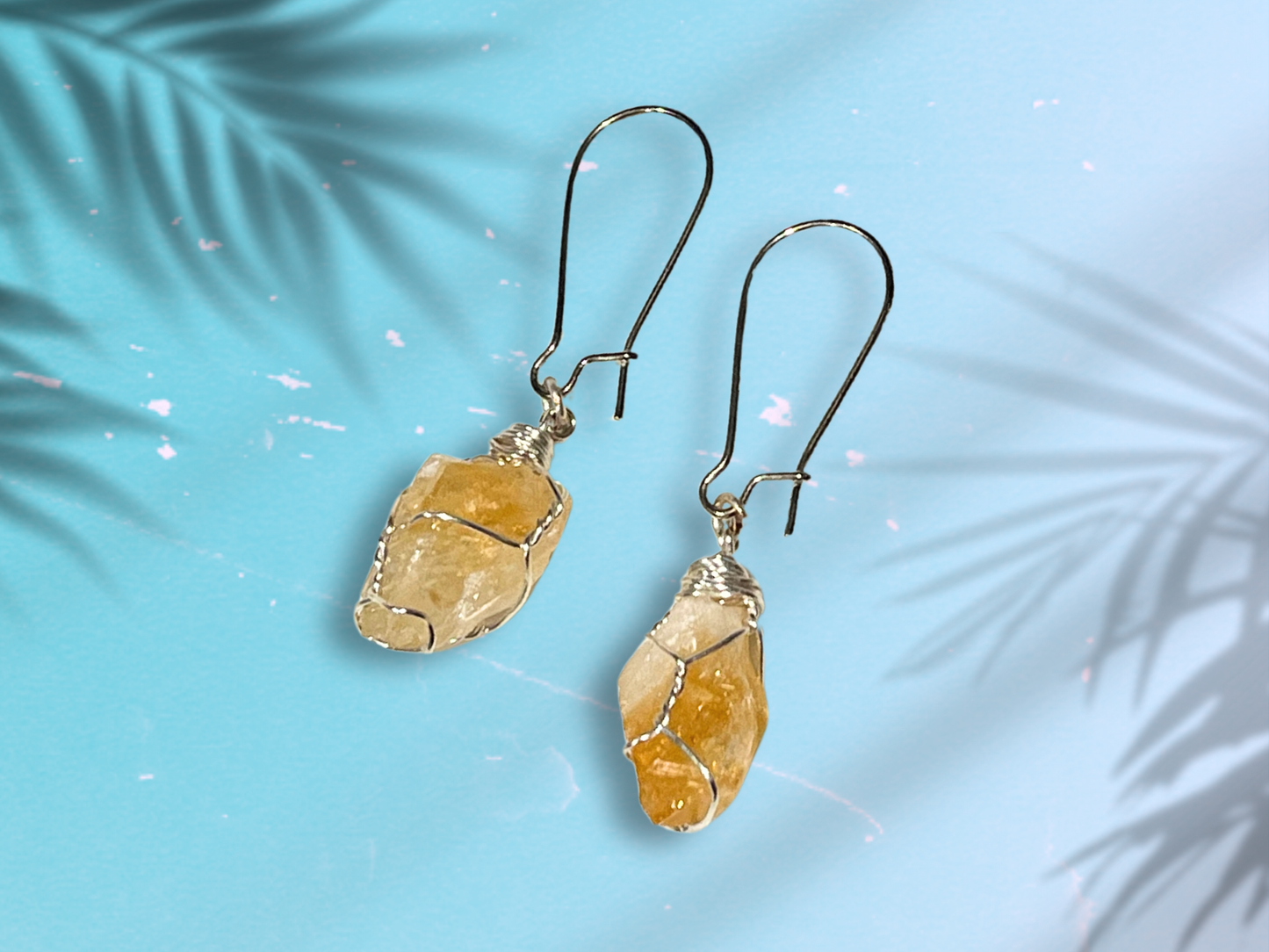 Handmade Citrine Wire-Wrap Earrings