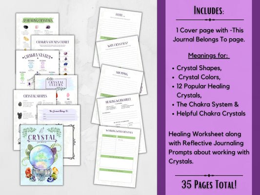 Crystal Journal, Digital Good Notes Crystal Journal, Grimoire Crystal Guide, Digital Grimoire Crystal Pages, A4, A5, US Letter