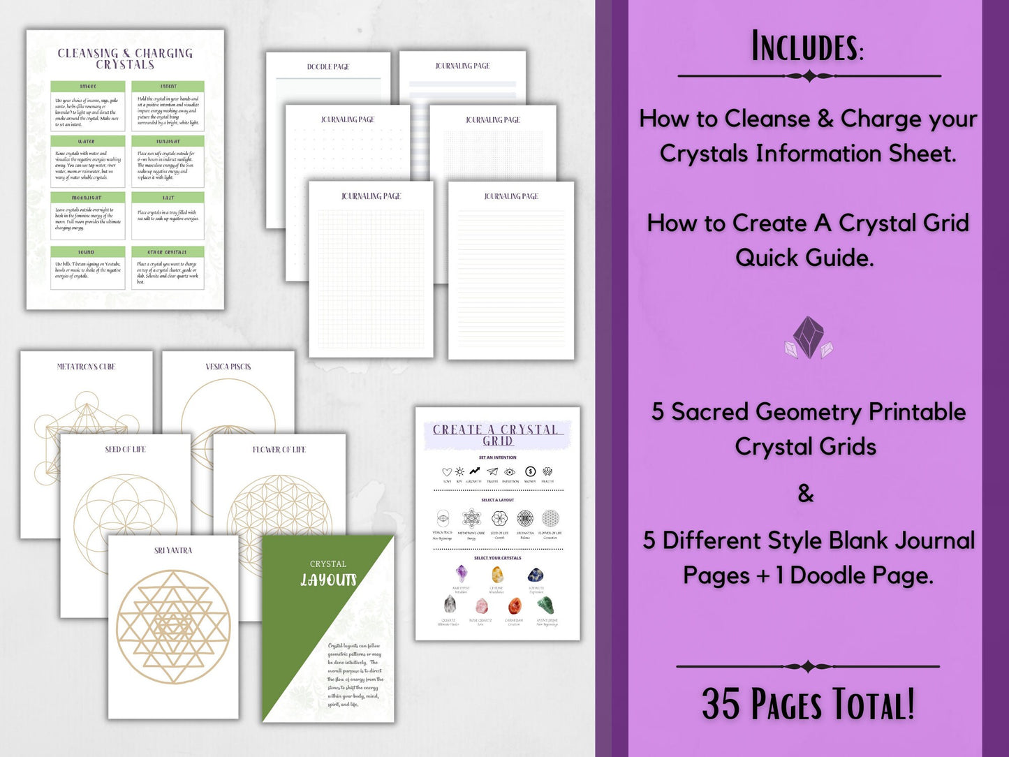 Crystal Journal, Digital Good Notes Crystal Journal, Grimoire Crystal Guide, Digital Grimoire Crystal Pages, A4, A5, US Letter