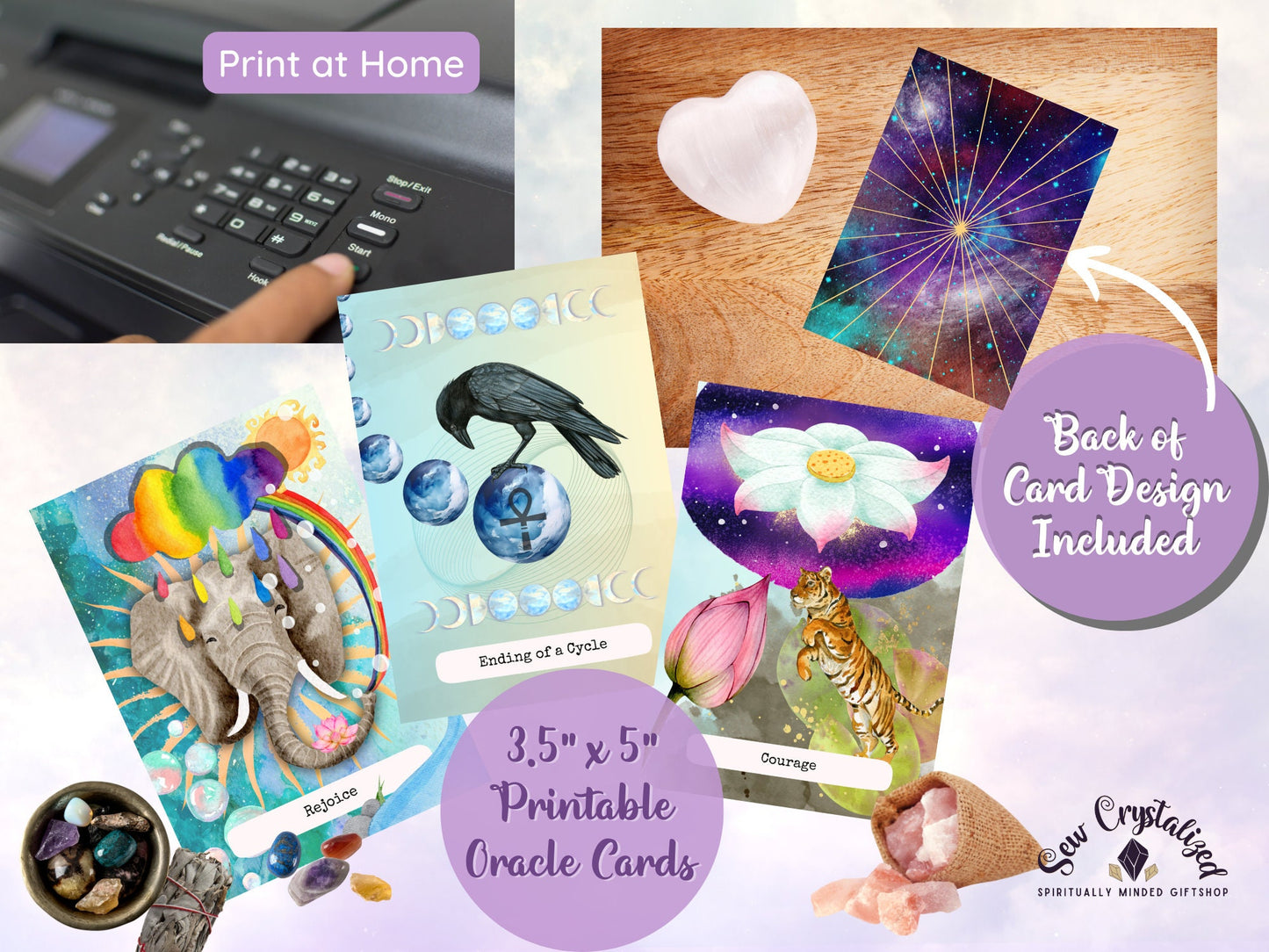 Digital Download, Oracle Cards, 36 Intuitive Messages, Printable Deck, Create your own Oracle deck at home, use for journaling.