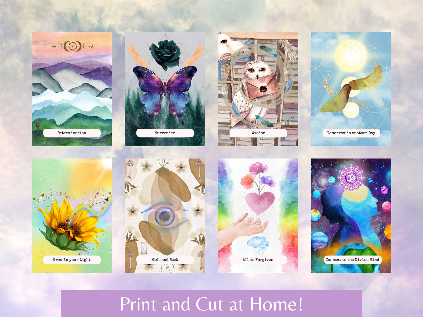 Digital Download, Oracle Cards, 36 Intuitive Messages, Printable Deck, Create your own Oracle deck at home, use for journaling.