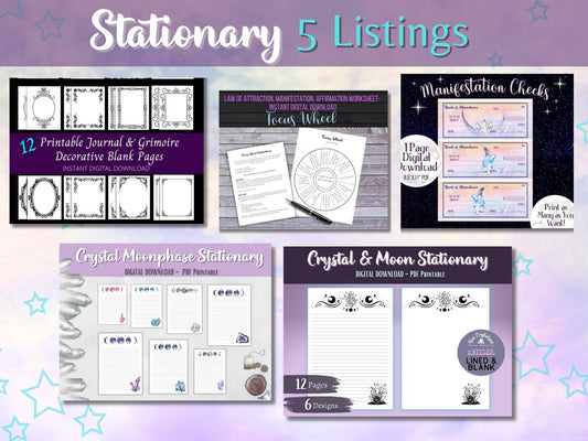Entire Shop Crystal Cards, Crystal Grids, Crystal Journals, Stationary, Oracle Cards, Digital Downloads Bundle