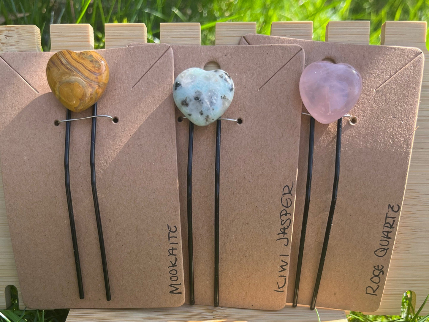 Crystal Heart 3” Hair Bun Pins, Heart Shaped Gemstone Hair Pins, Boho Crystal Hair Accessories. Hair Bun Pin, Gifts for her