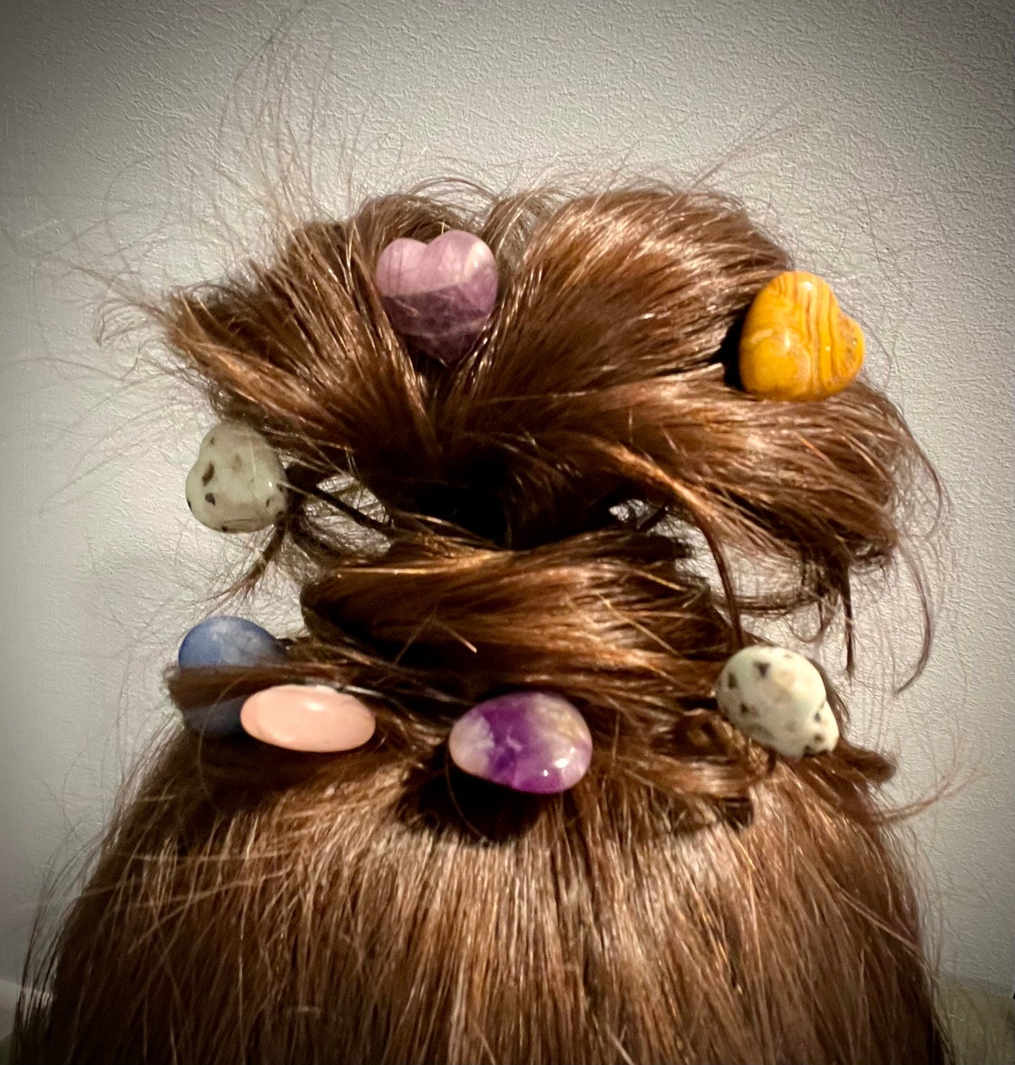 Crystal Heart 3” Hair Bun Pins, Heart Shaped Gemstone Hair Pins, Boho Crystal Hair Accessories. Hair Bun Pin, Gifts for her