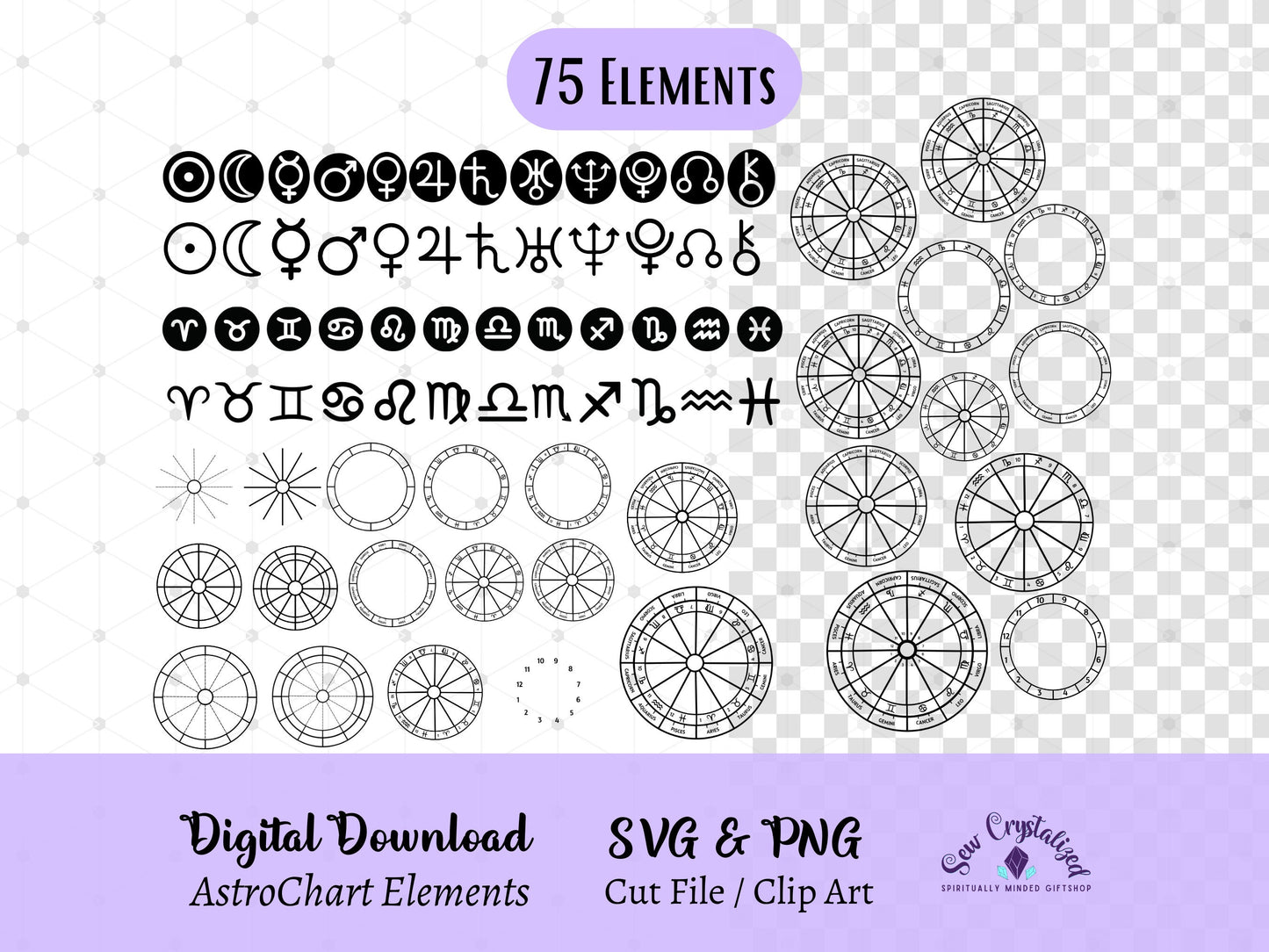 Astrology Chart File, Zodiac Natal Chart Template, Astrology Wheel Template, Zodiac Clip Art, Astrology PNG, Zodiac Chart Bundle