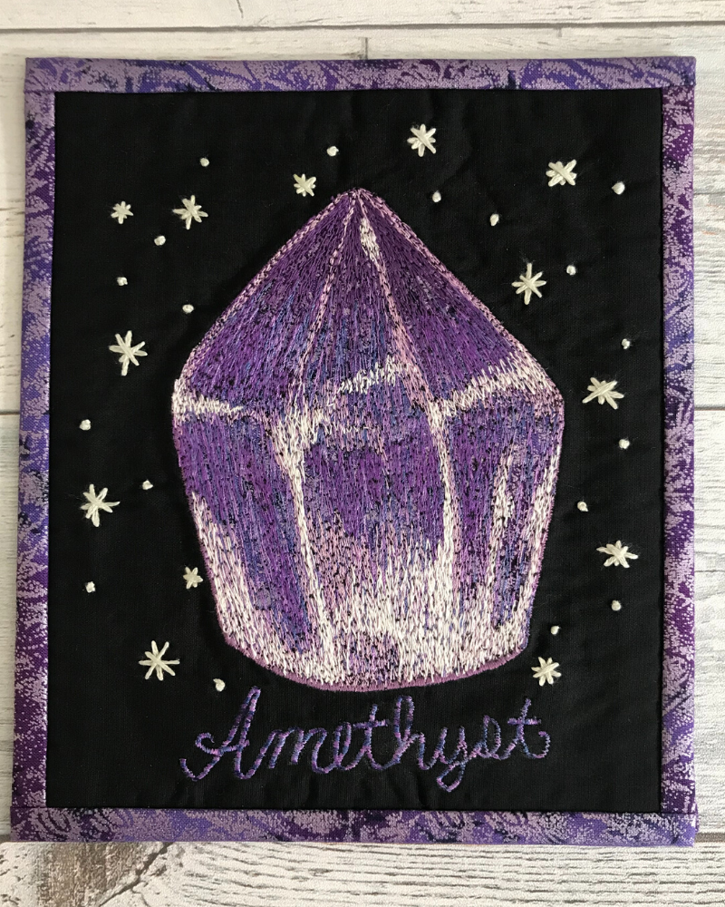 Amethyst Crystal Applique & Thread Painted