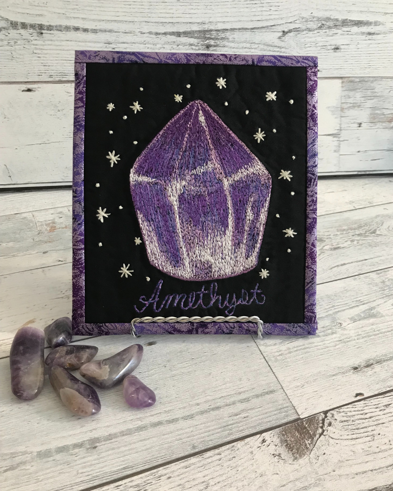 Amethyst Crystal Applique & Thread Painted