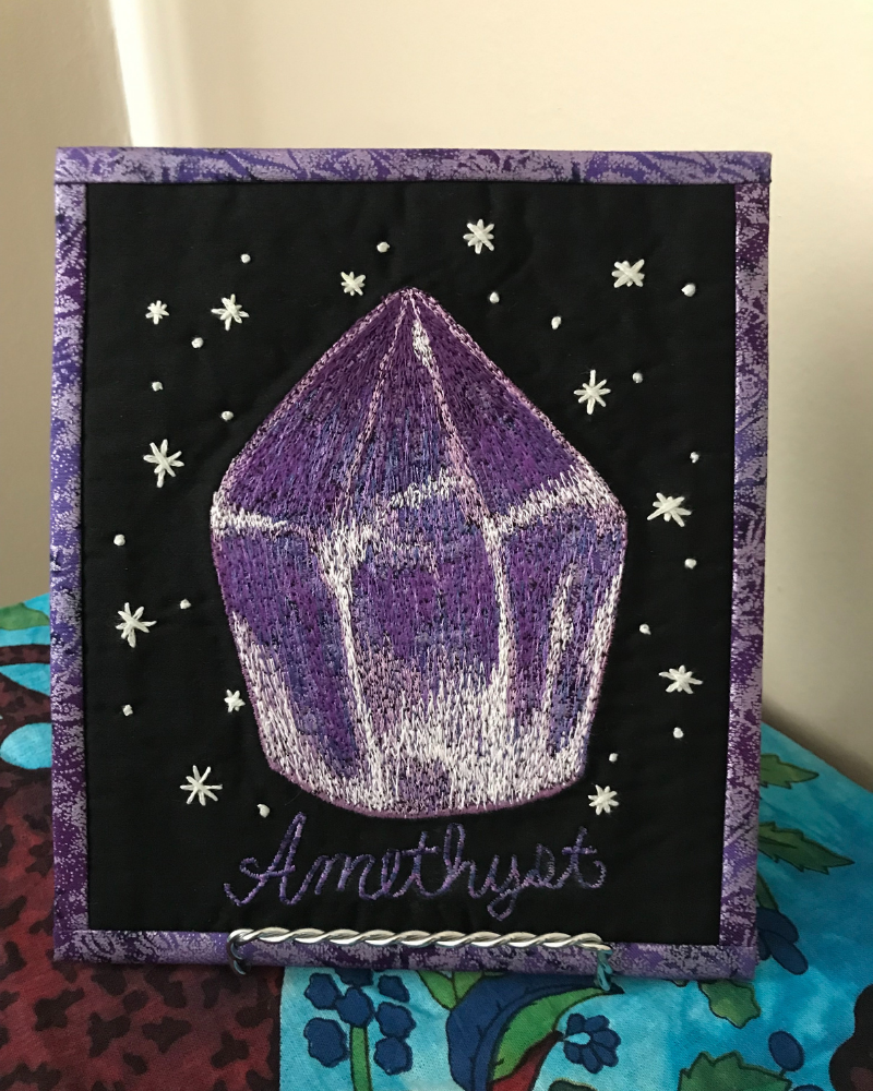 Amethyst Crystal Applique & Thread Painted