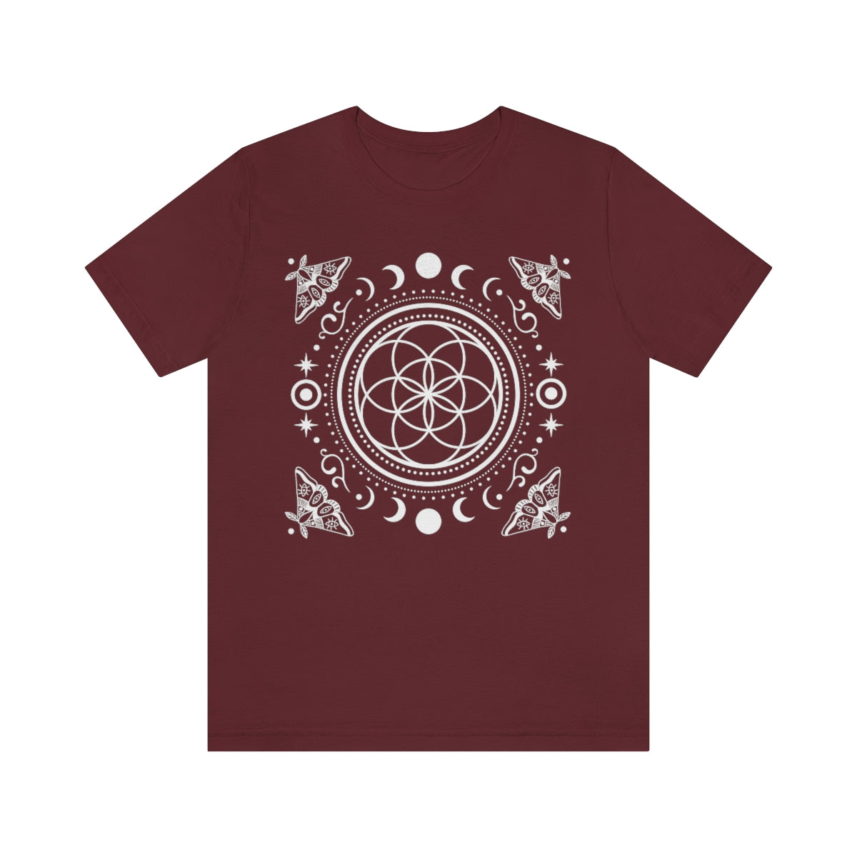 Sacred Geometry Seed of Life Moon Phase & Moth Shirt