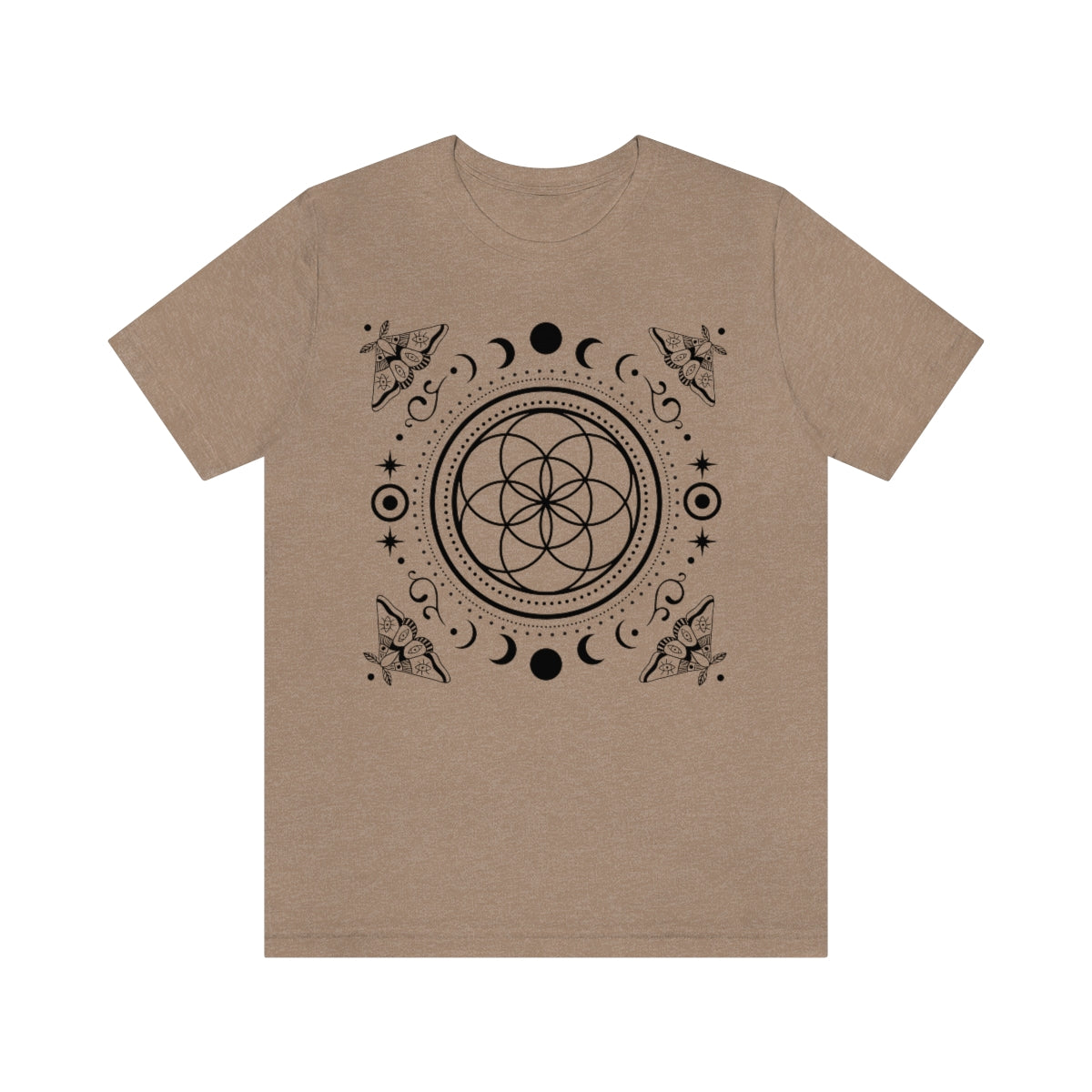 Sacred Geometry Seed of Life Moon Phase & Moth Shirt