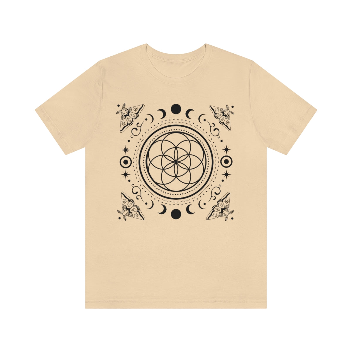 Sacred Geometry Seed of Life Moon Phase & Moth Shirt