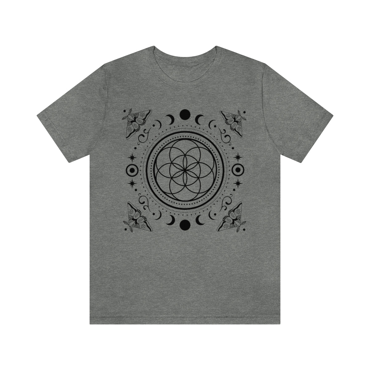 Sacred Geometry Seed of Life Moon Phase & Moth Shirt