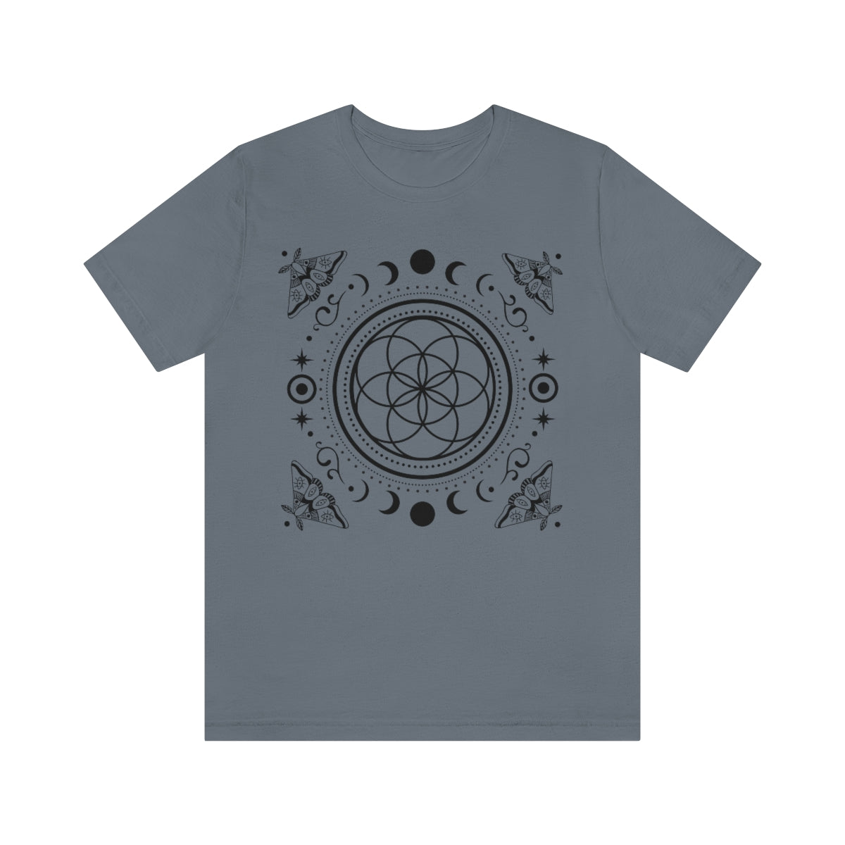 Sacred Geometry Seed of Life Moon Phase & Moth Shirt
