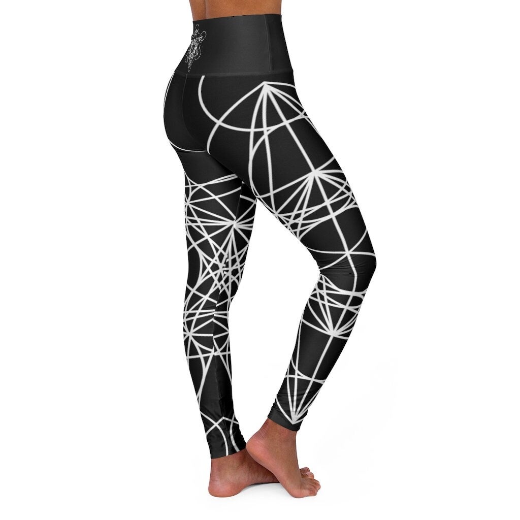 High Waisted, Sacred Geometry, Metatrons Cube, Abstract, Yoga Leggings