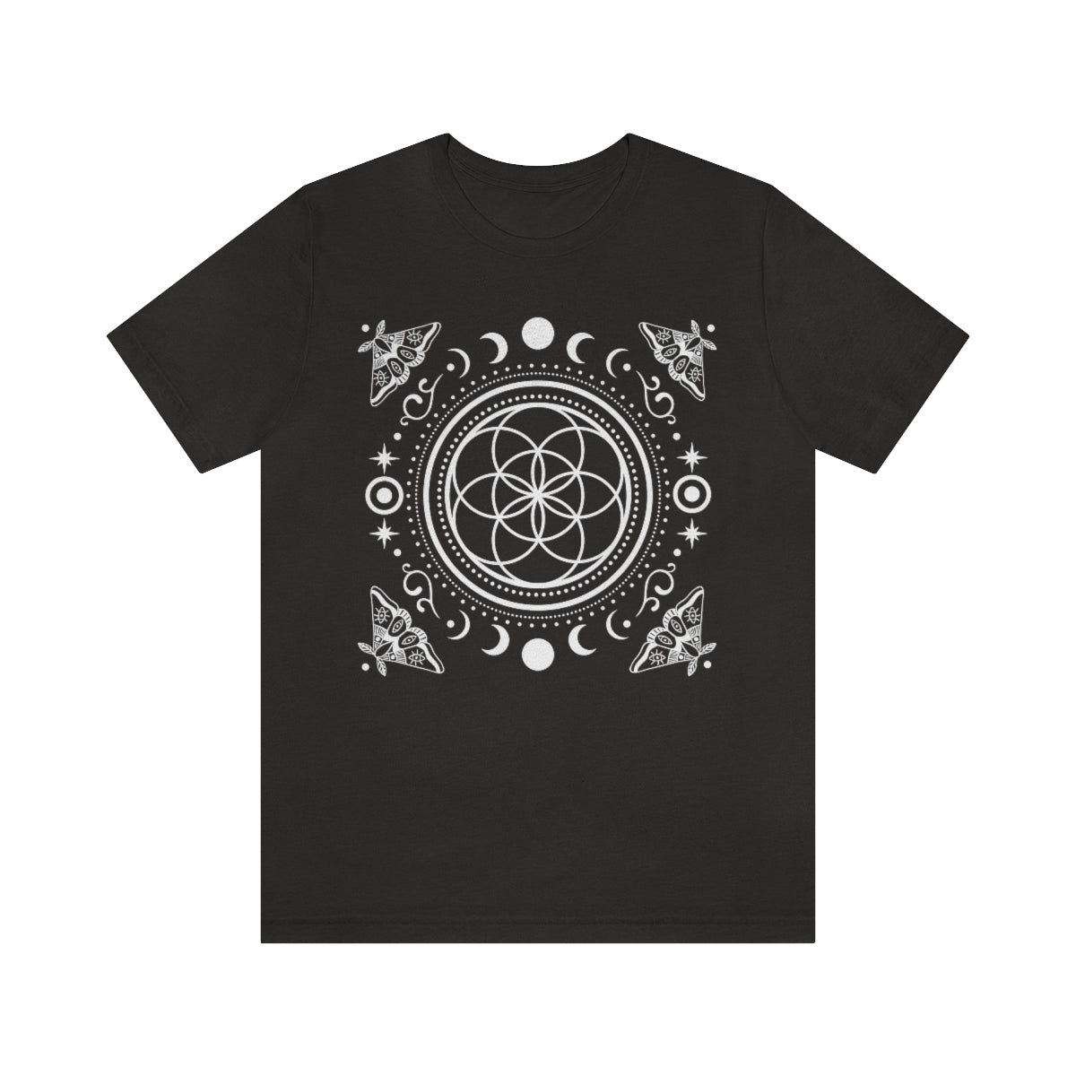 Sacred Geometry Seed of Life Moon Phase & Moth Shirt