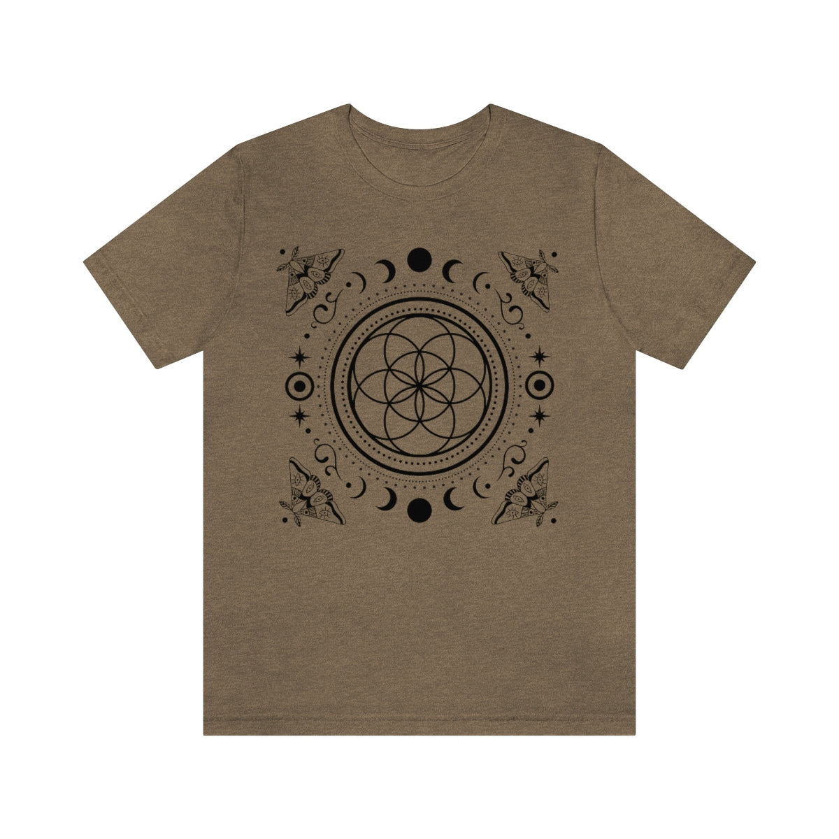 Sacred Geometry Seed of Life Moon Phase & Moth Shirt