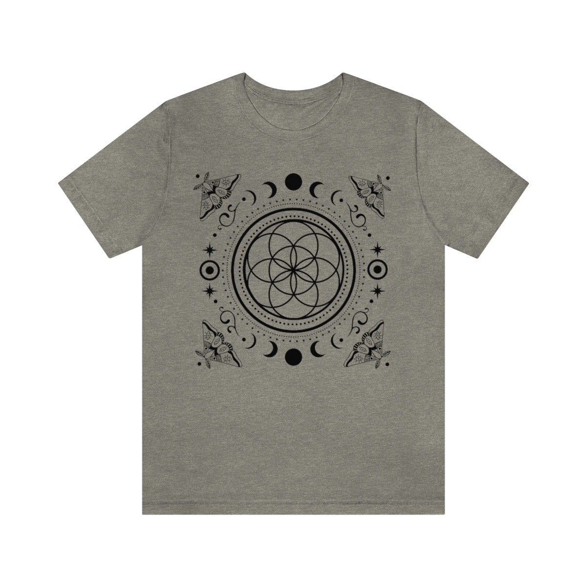 Sacred Geometry Seed of Life Moon Phase & Moth Shirt