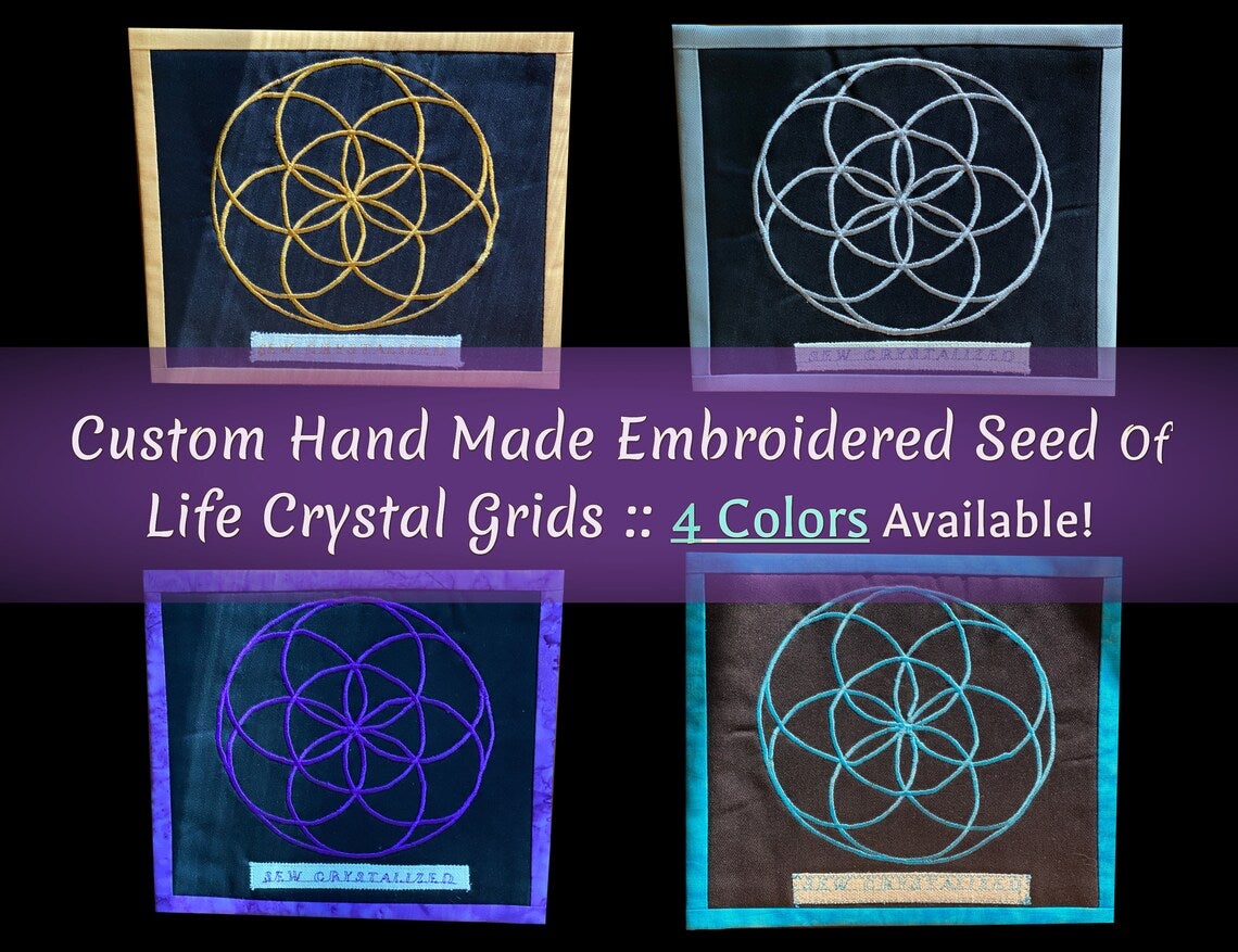 Made to Order Embroidered Crystal Grid Ritual Mats