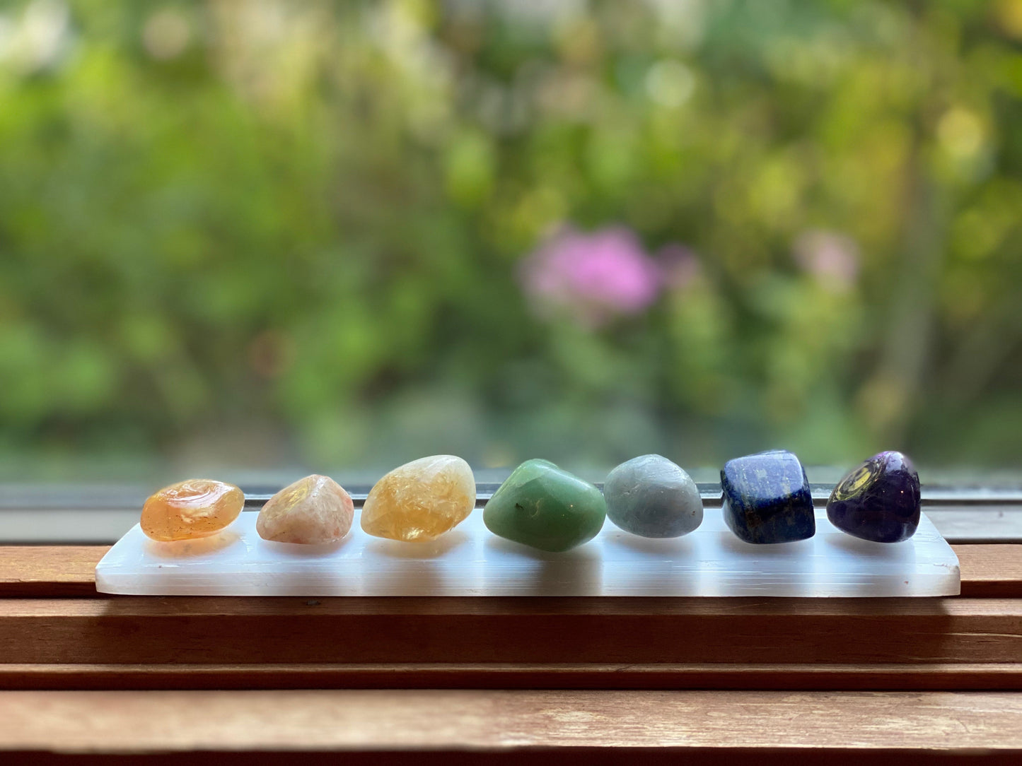 Beginner Crystal Chakra Set with 7" Selenite Charging Plate