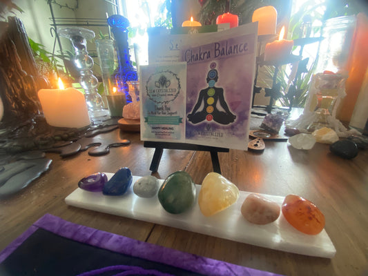 Crystal Chakra Set with 7" Selenite Charging Plate