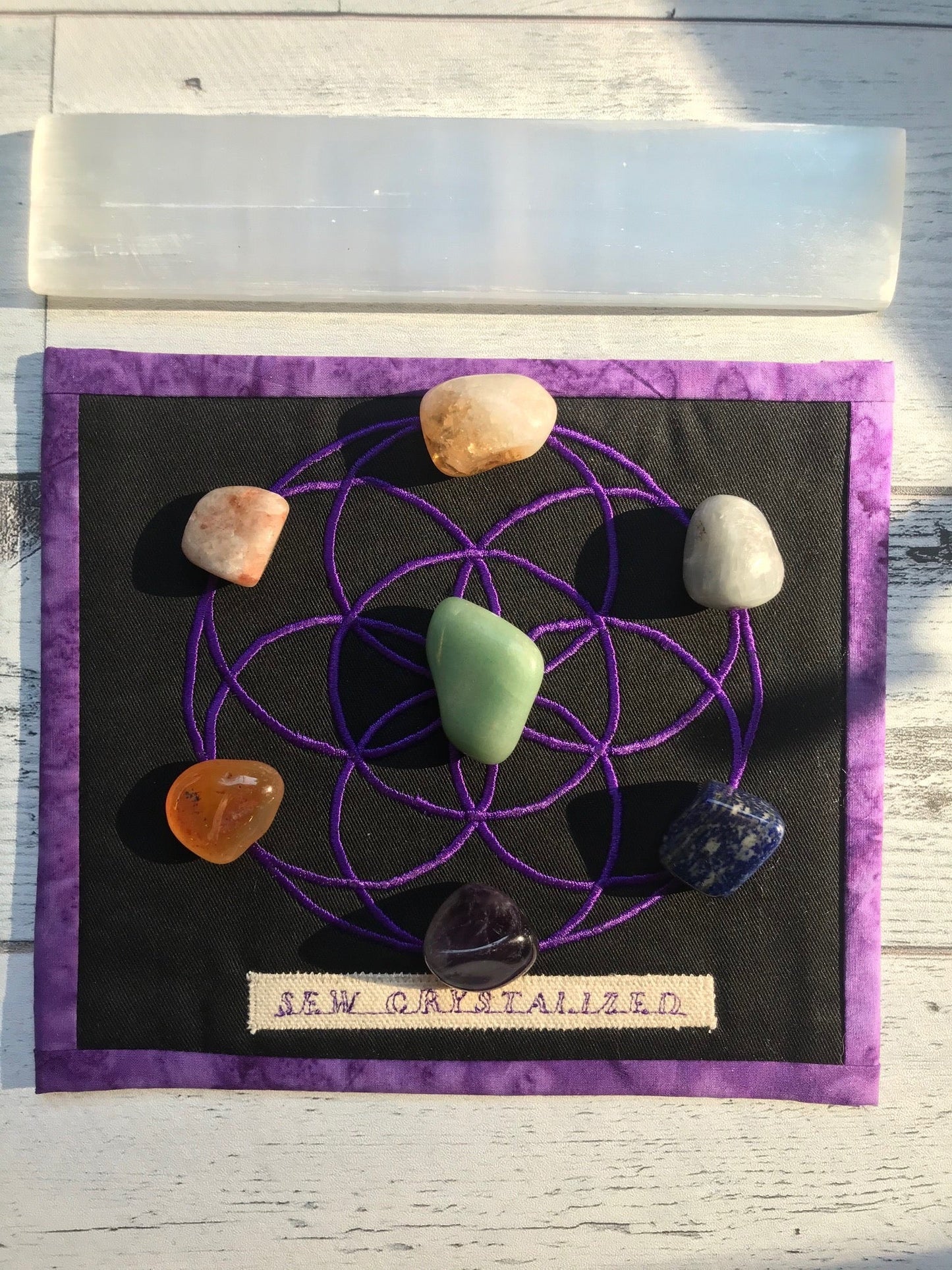 Made to Order Embroidered Crystal Grid Ritual Mats