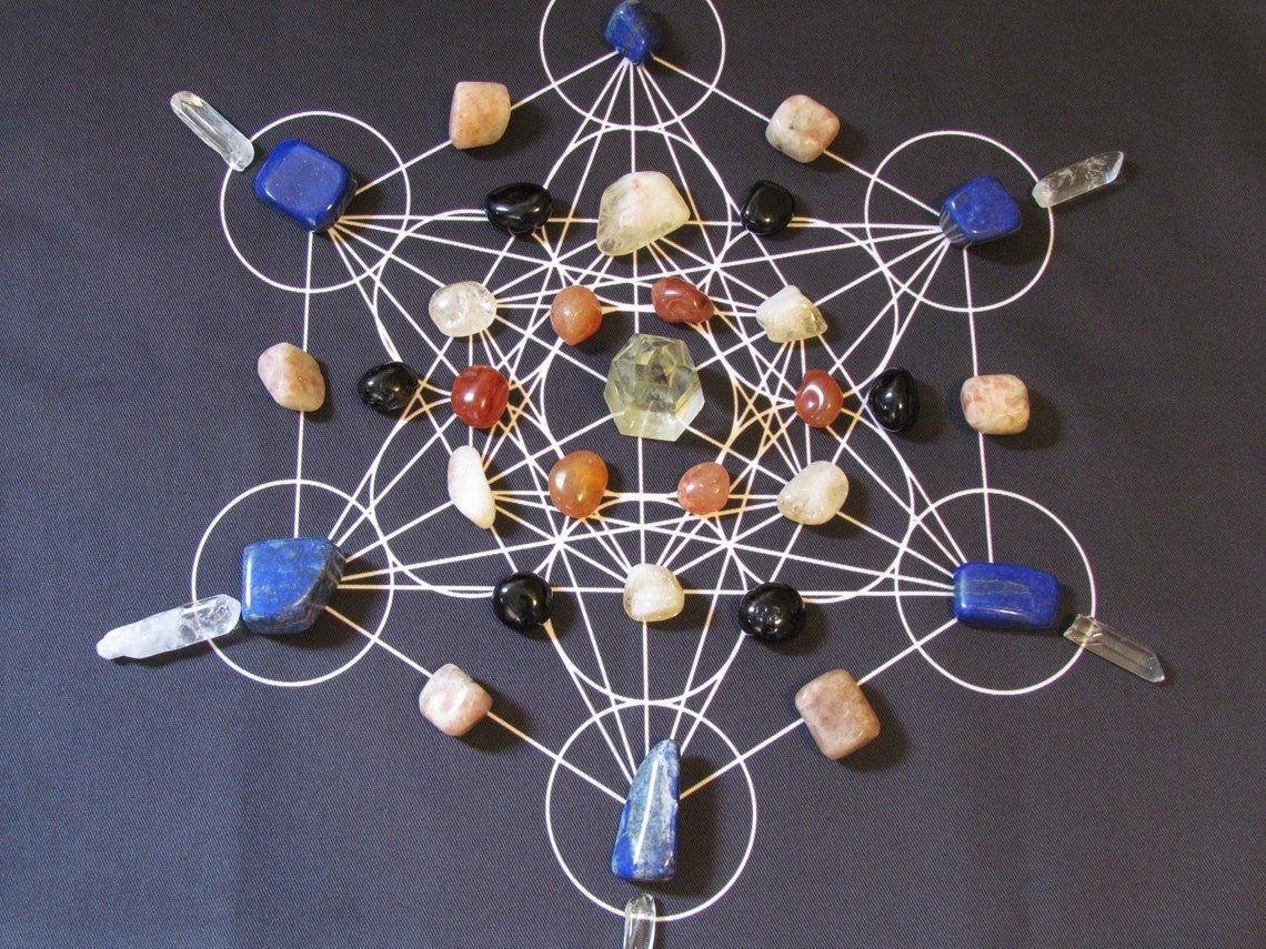 Metatron's Cube, Sacred Geometry, Healing Crystal Grid Mat