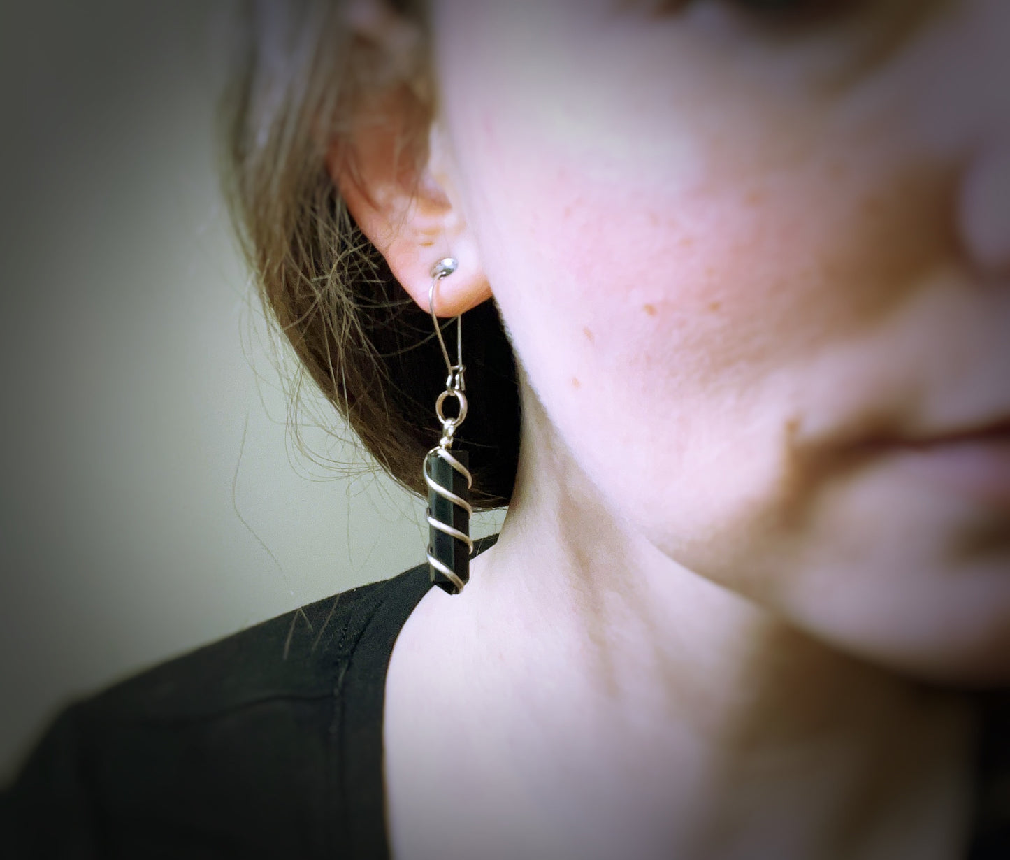 Black Obsidian Dangle Earrings