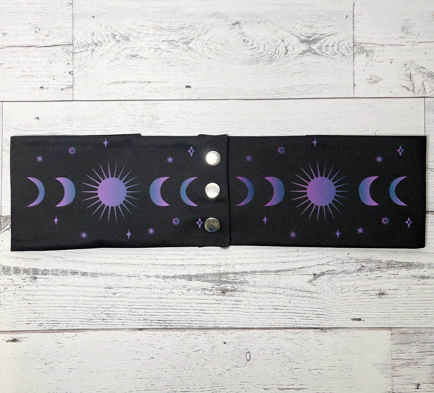 Boho Wide Belt - Celestial Sun Moon and Stars Snap Belt