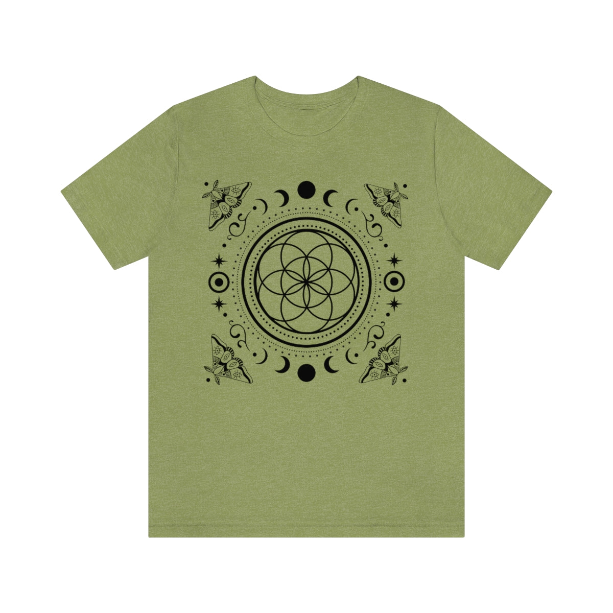 Sacred Geometry Seed of Life Moon Phase & Moth Shirt