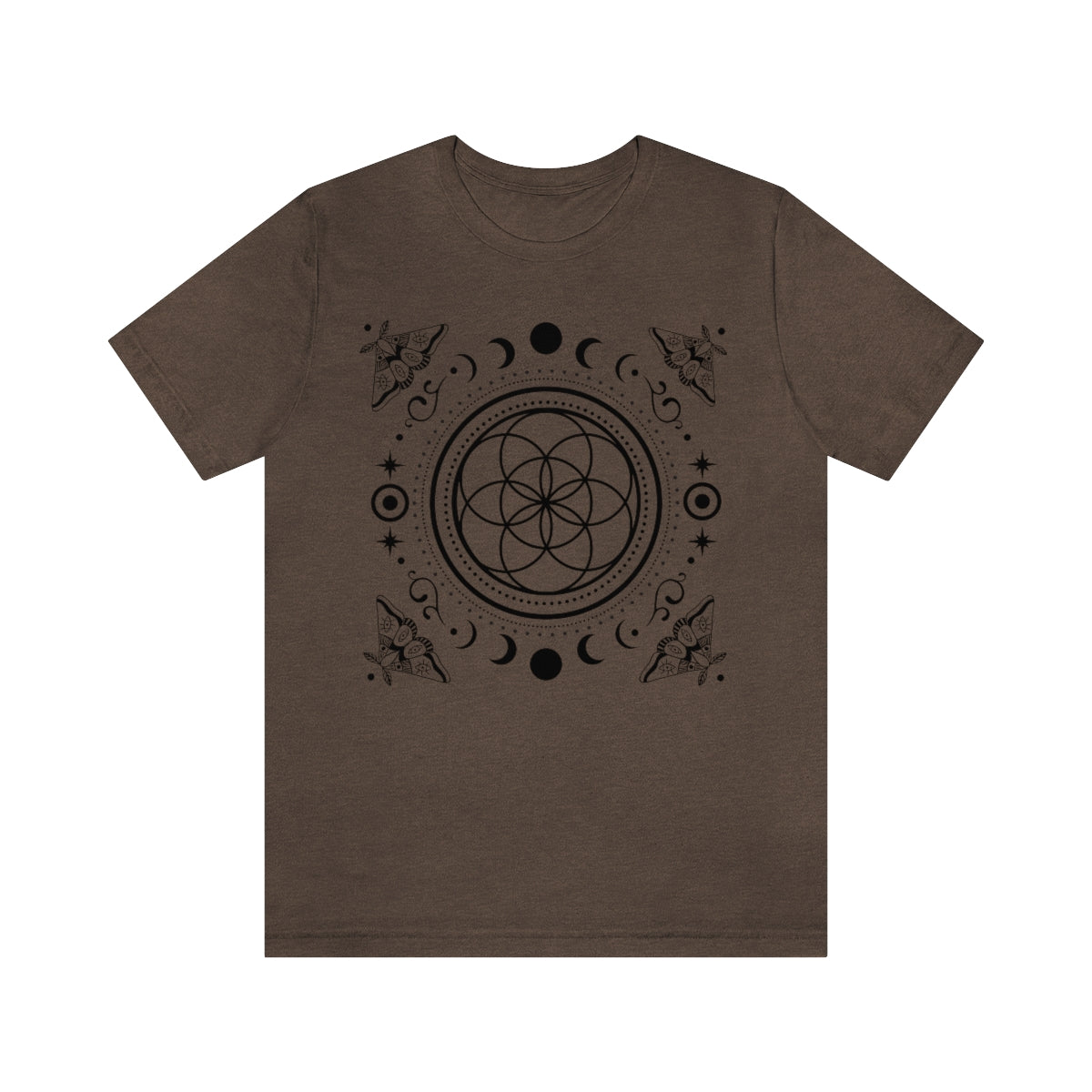 Sacred Geometry Seed of Life Moon Phase & Moth Shirt