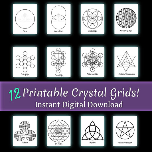 12 Printable Sacred Geometry Crystal Grids.