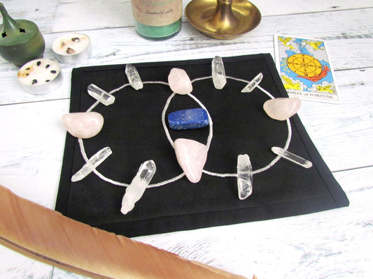 Vesica Piscis Embroidered Sacred Geometry Crystal Grid Mat