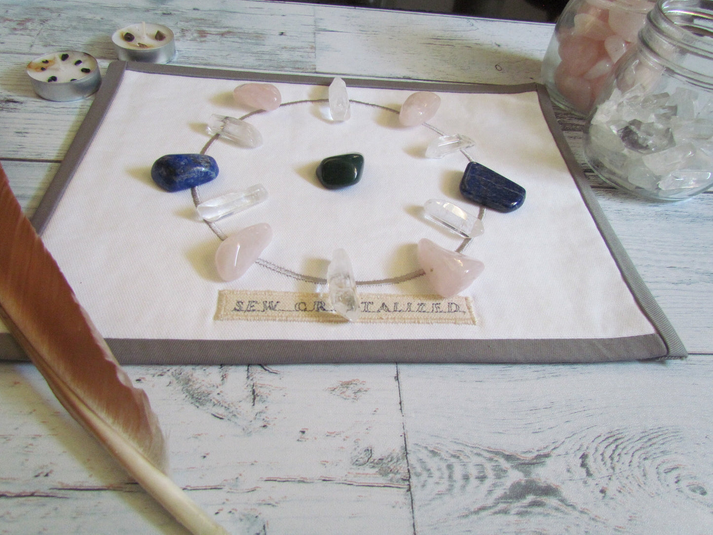 CLEARANCE Embroidered Sacred Geometry Crystal Grid