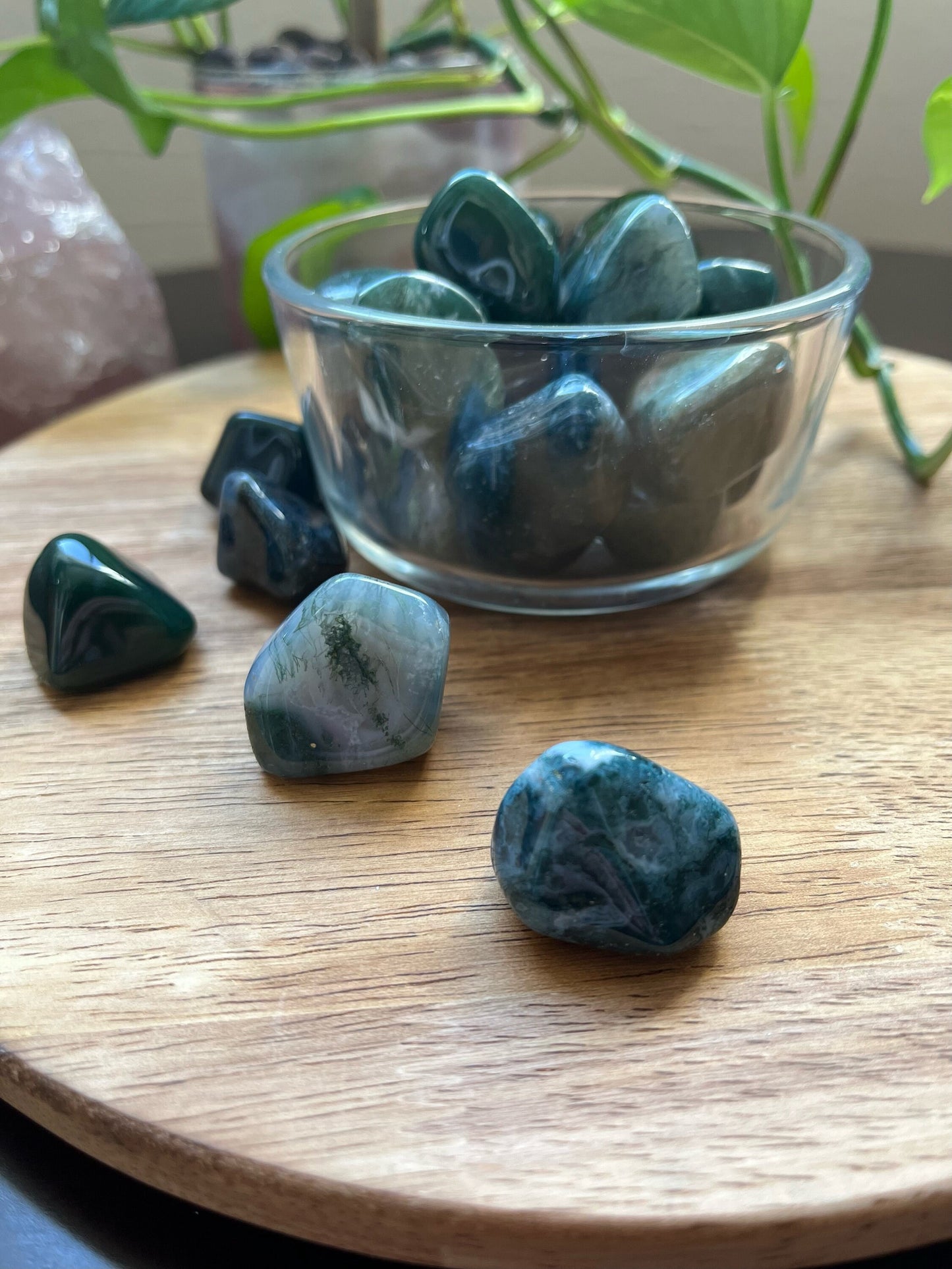 Green Moss Agate Tumbled Crystals