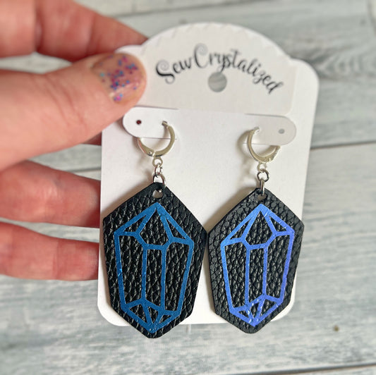 Crystal Faux Leather Earrings