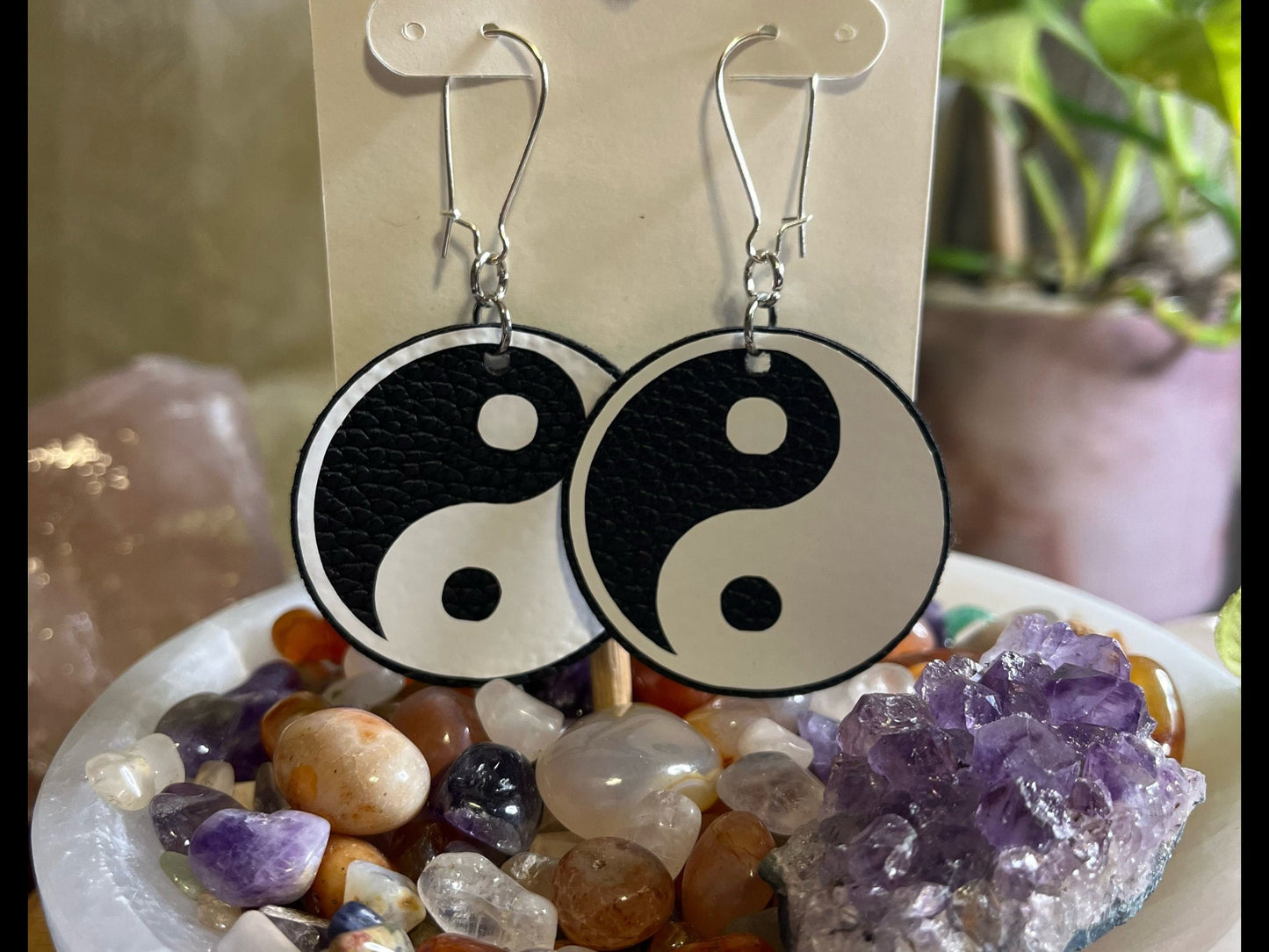 Crystal Faux Leather Earrings, Assorted Earrings, Witchy Dangle Earrings, Witchy Drop Earrings, Gauged ears Hanger Earrings.