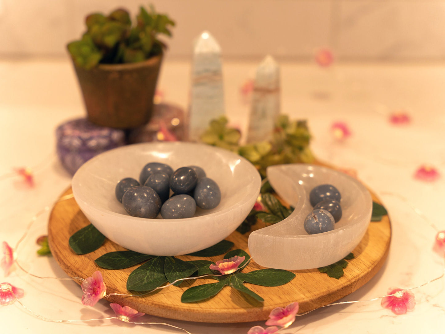Angelite tumbles, Angelite Crystals, Angel Stone Crystals, Crystals for Truth, Crystals for Channeling, Peace and Healing Aquarius Crystals
