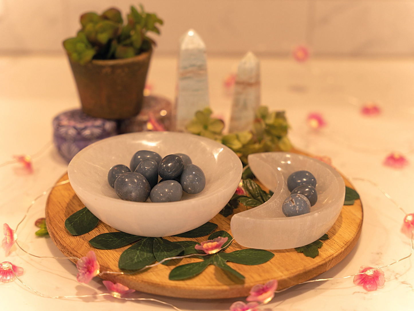 Angelite tumbles, Angelite Crystals, Angel Stone Crystals, Crystals for Truth, Crystals for Channeling, Peace and Healing Aquarius Crystals