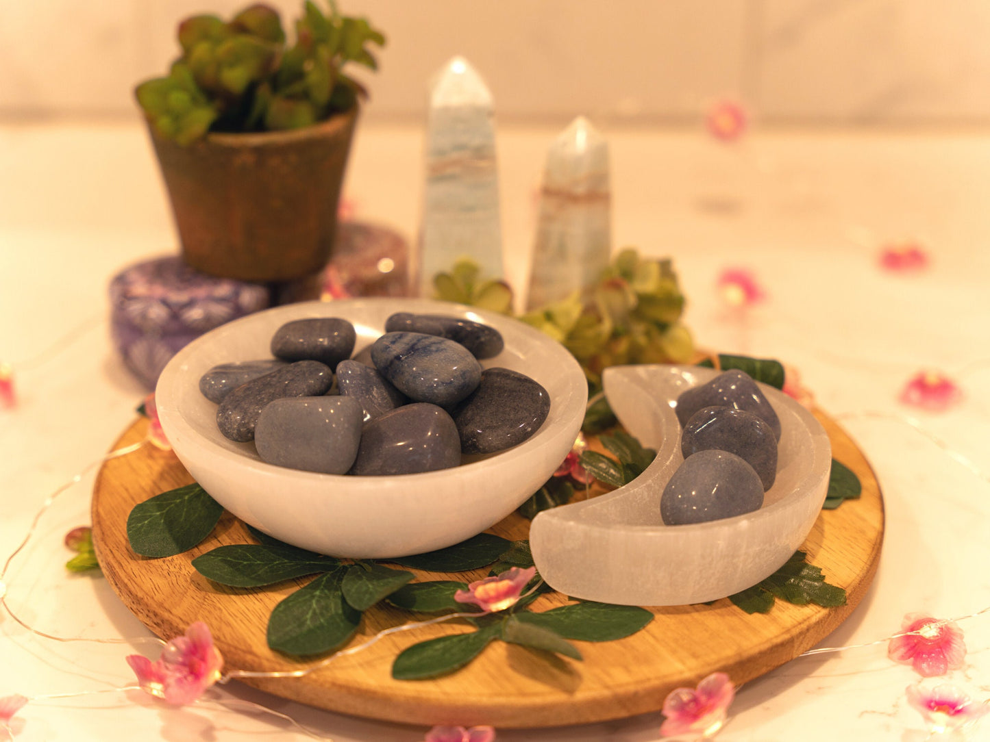 Blue Quartz Tumbled Crystal Stones, Third Eye & Crown Chakra Crystals, Aquarius and Pisces Crystals, Reiki Healing Stones, Clarity Stones