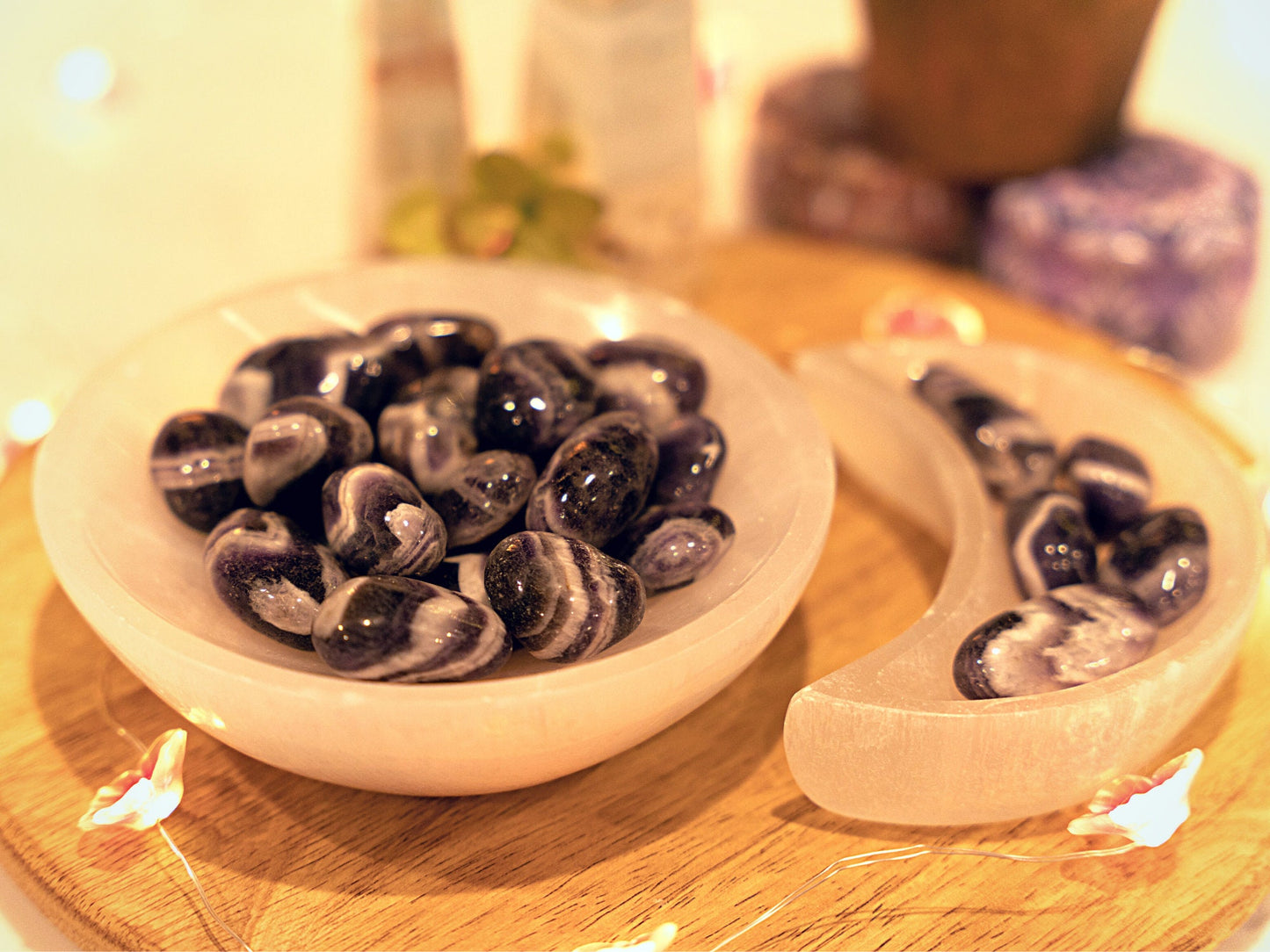 Chevron Amethyst Tumbled Crystal Stones, February Birth Stone, Third Eye & Crown Chakra Healing Crystals, Meditation Crystals, Peace Stones