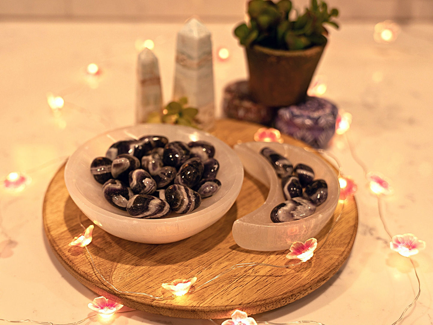 Chevron Amethyst Tumbled Crystal Stones, February Birth Stone, Third Eye & Crown Chakra Healing Crystals, Meditation Crystals, Peace Stones