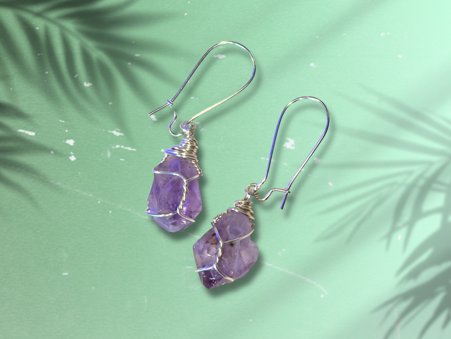 Handmade Amethyst Wire-Wrap Earrings
