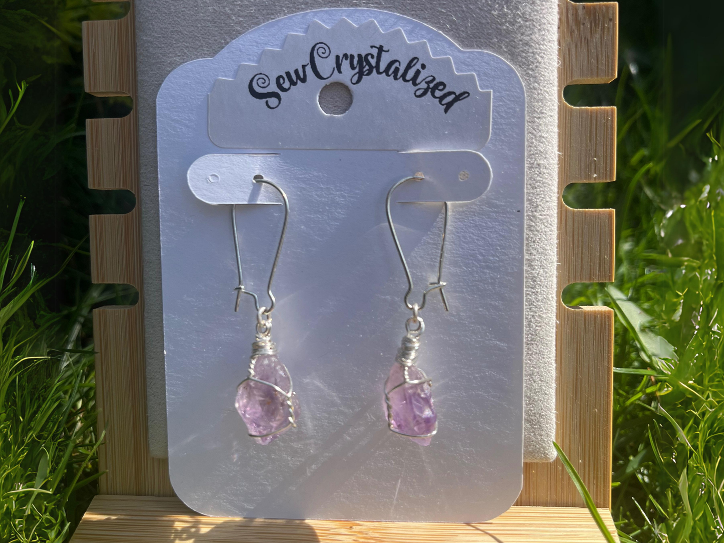 Handmade Amethyst Wire-Wrap Earrings