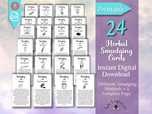 Printable Herbal Smudging Card Descriptions