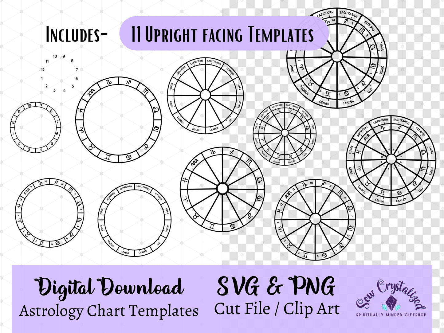 Astrology Chart File,  Zodiac Natal Chart Template, Astrology Wheel Template, Zodiac Clip Art, Astrology PNG, Zodiac Chart Bundle