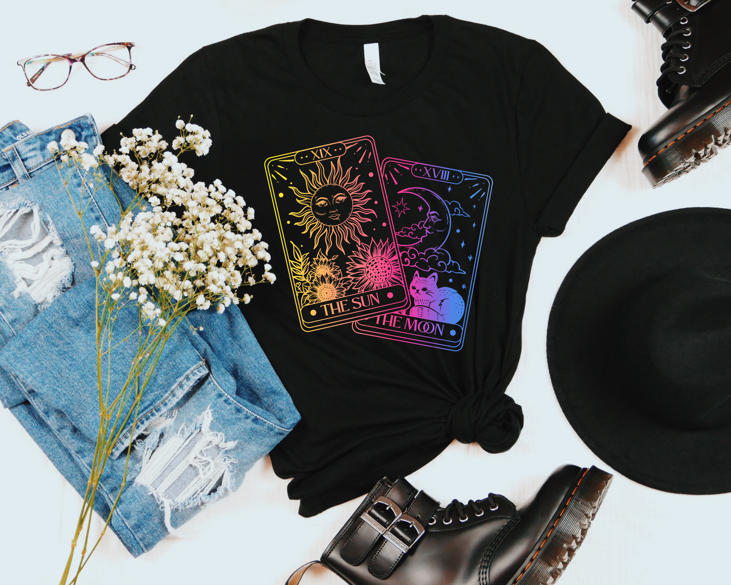 Witchy Boho, Sun and Moon Tarot Shirt