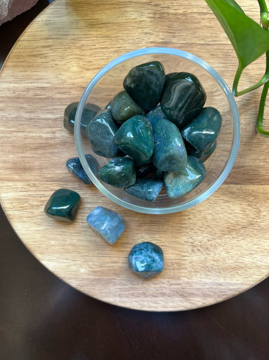 Green Moss Agate Tumbles